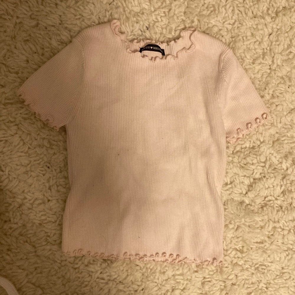 Brandy Melville pink ruffle top